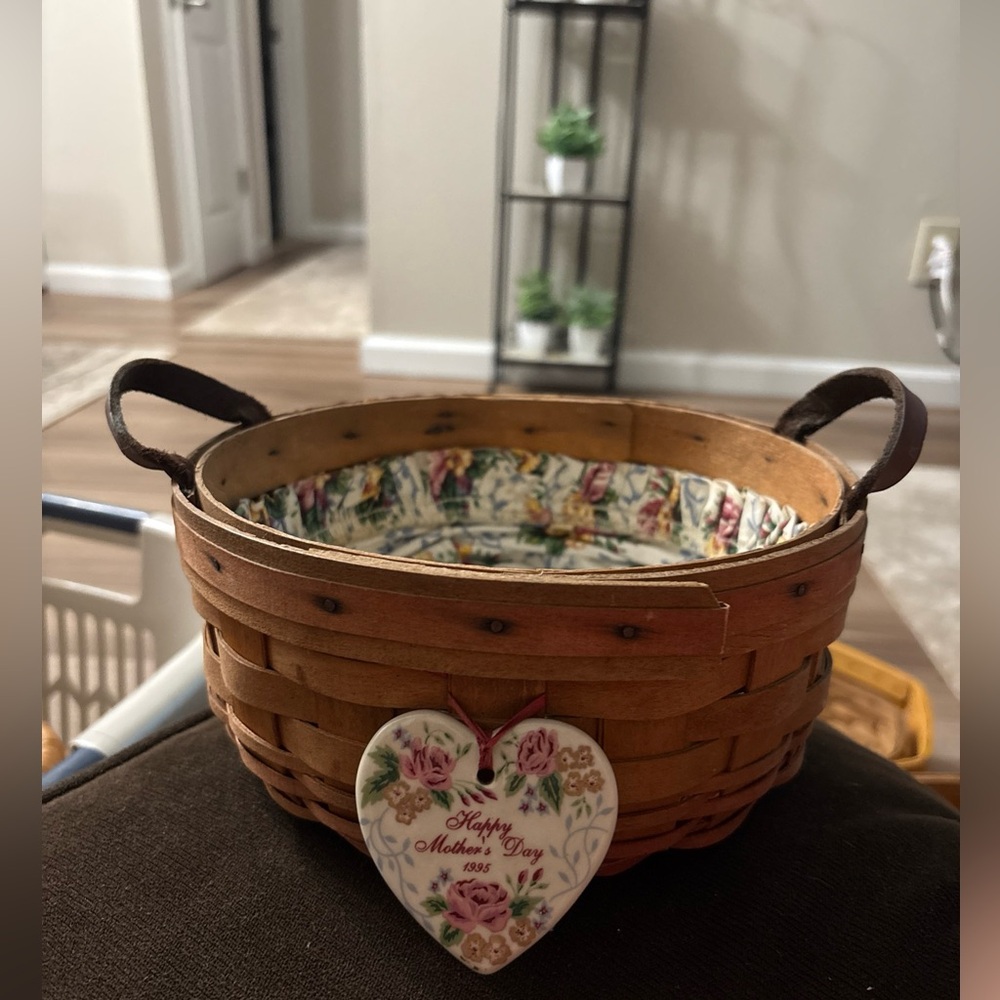 Longaberger 1995 Mothers Day Basket Flowers Liner Tie On - Picture 2 of 6